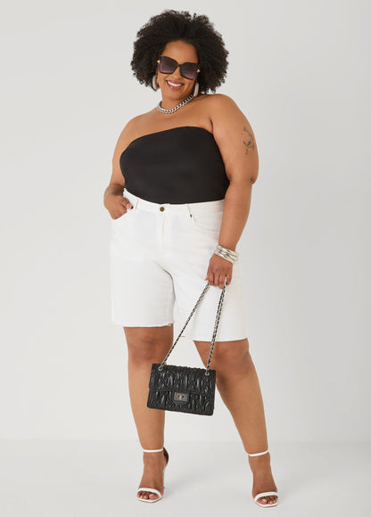 Ashley Stewart Ruched Mesh Tube Top Black