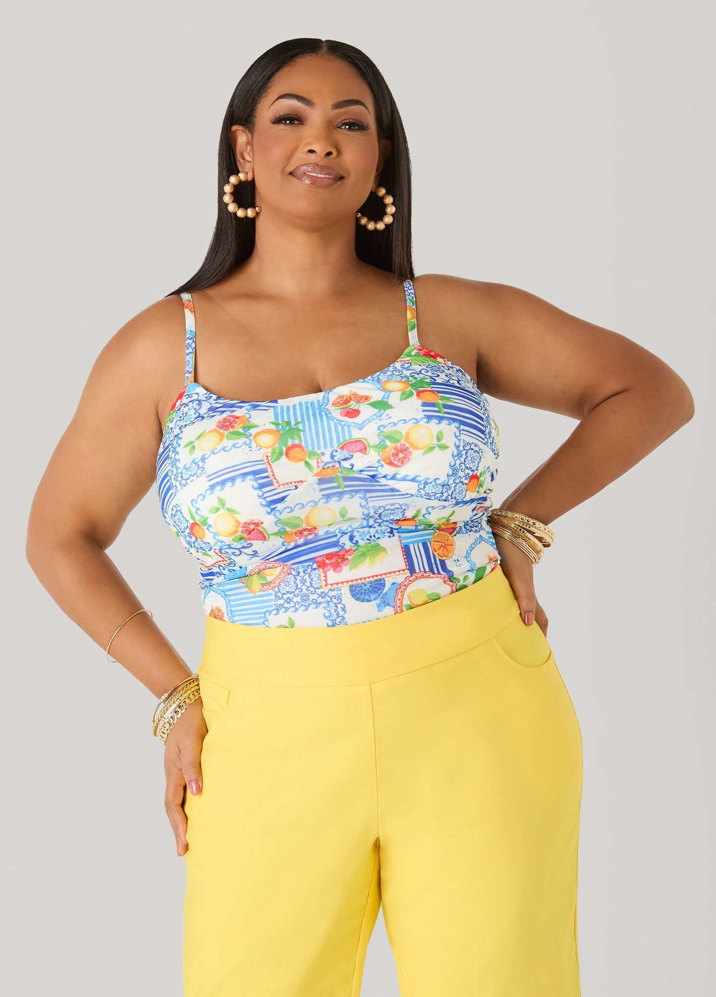 Ashley Stewart Printed Mesh Bodysuit Victoria Blue