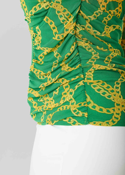 Ashley Stewart Chain Print Bustier Top Victoria Blue