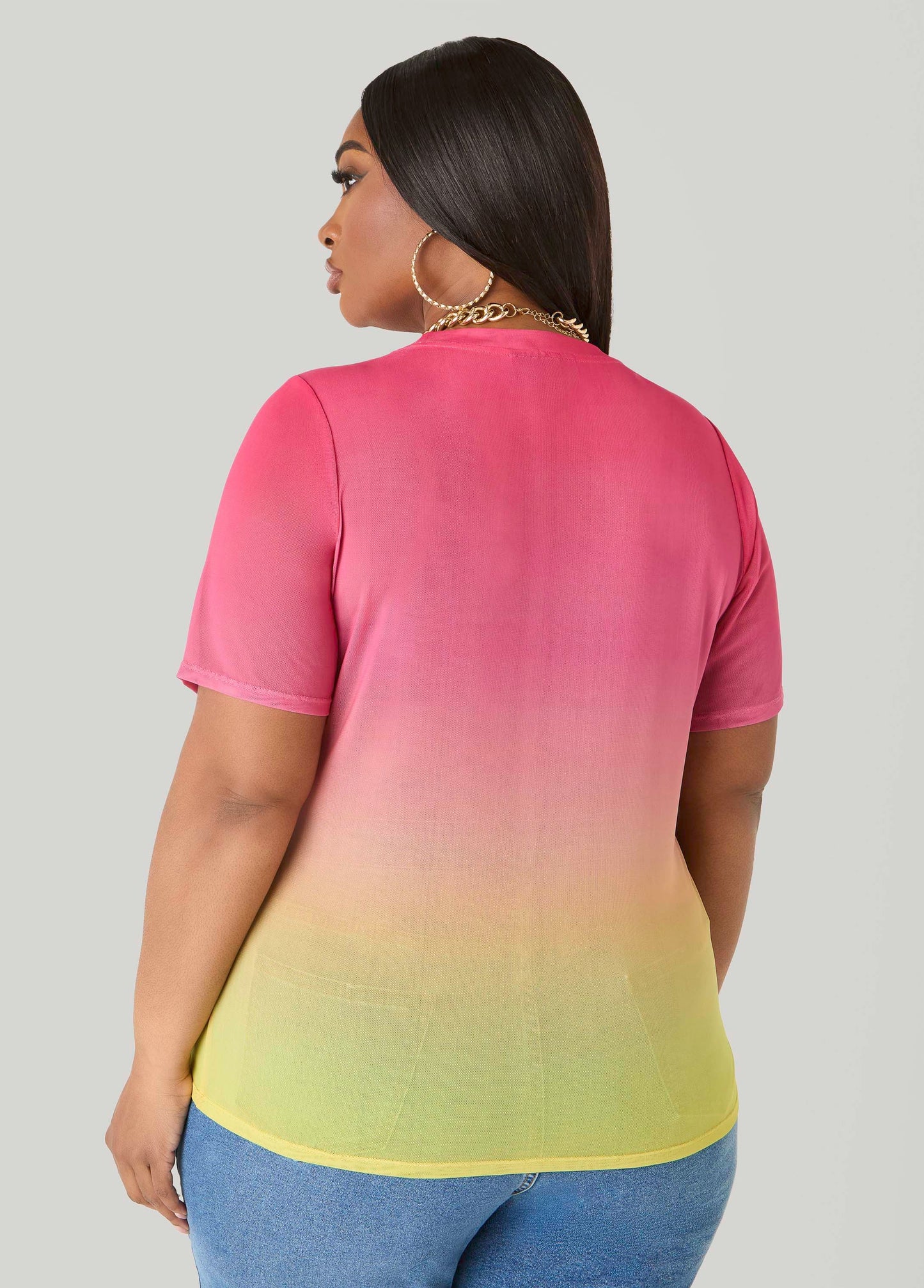 Ashley Stewart Ombre Mesh Tee Multi
