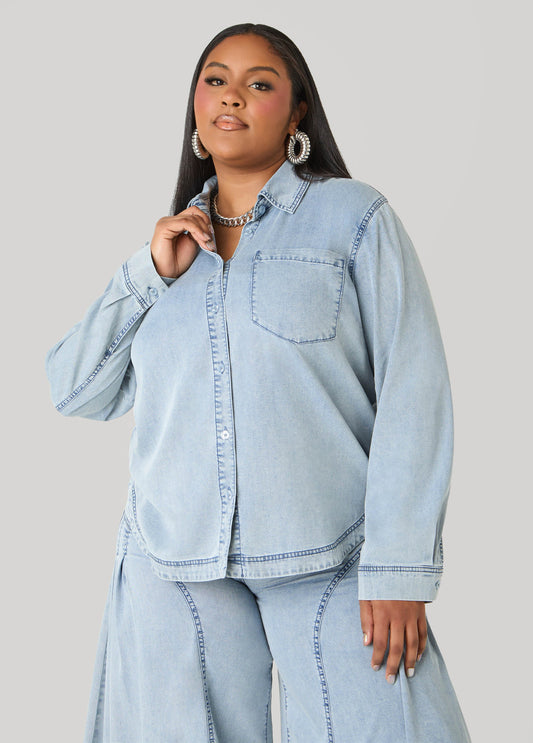 Ashley Stewart Chambray Shirt Denim