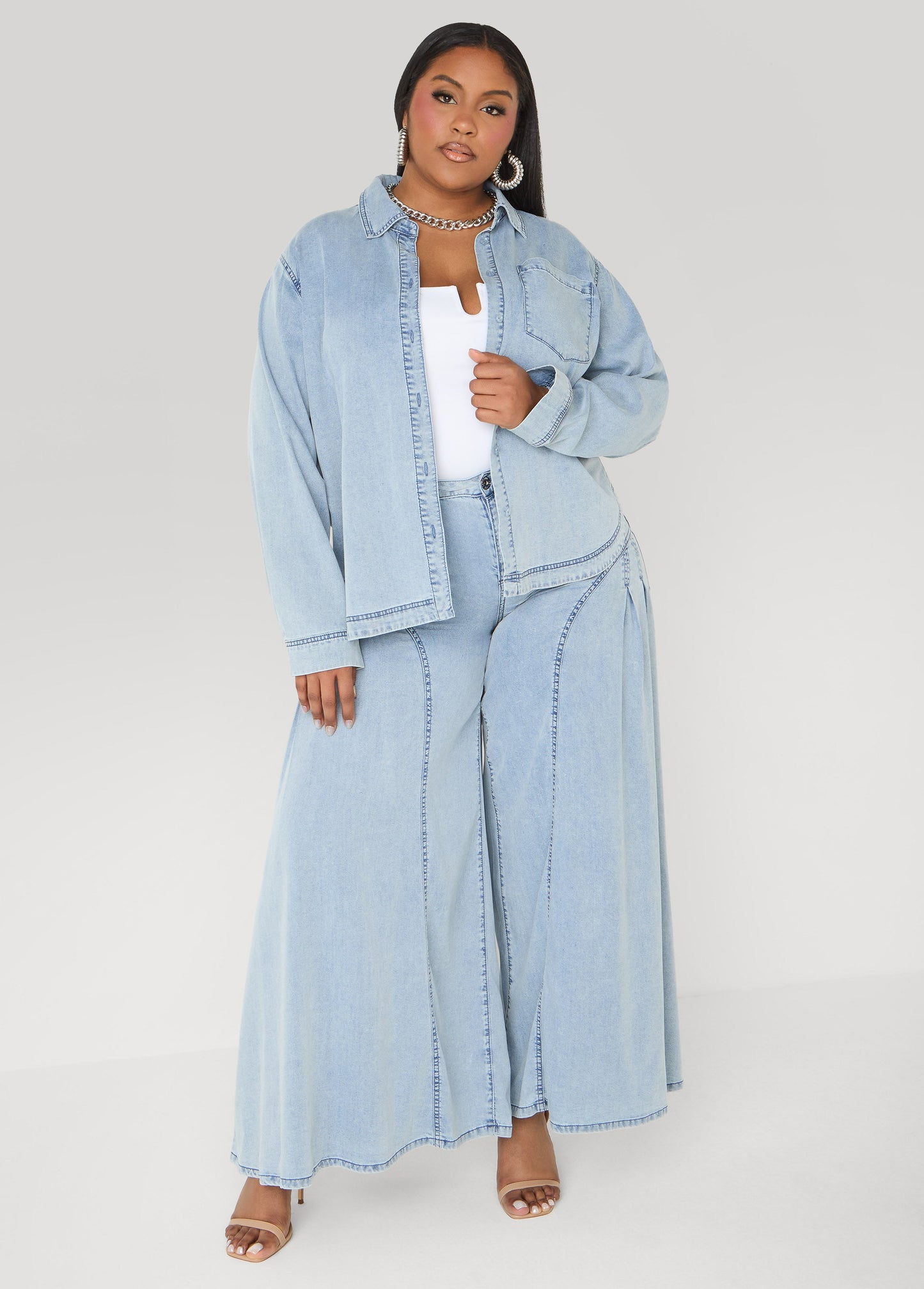 Ashley Stewart Chambray Shirt Denim