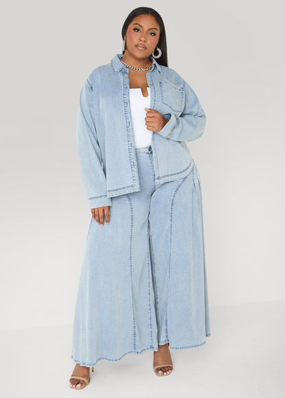 Ashley Stewart Chambray Shirt Denim