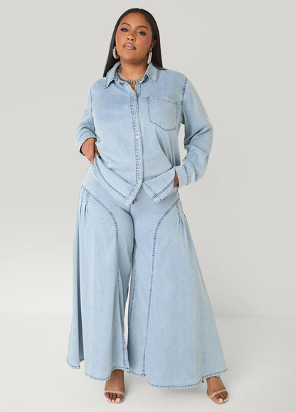 Ashley Stewart Chambray Shirt Denim