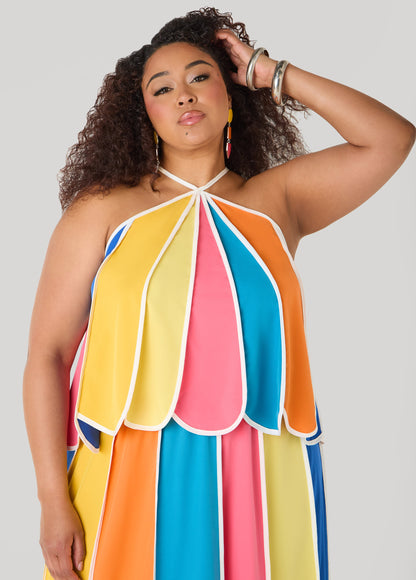 Ashley Stewart Paneled Striped Swing Top Multi