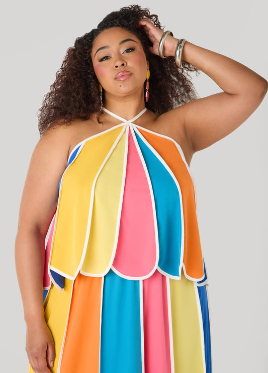 Ashley Stewart Paneled Striped Swing Top Multi