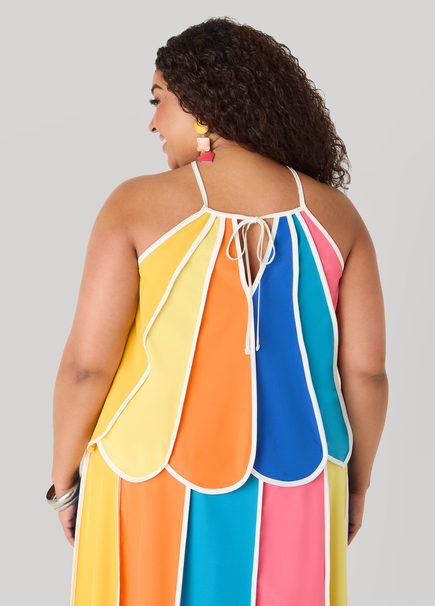 Ashley Stewart Paneled Striped Swing Top Multi