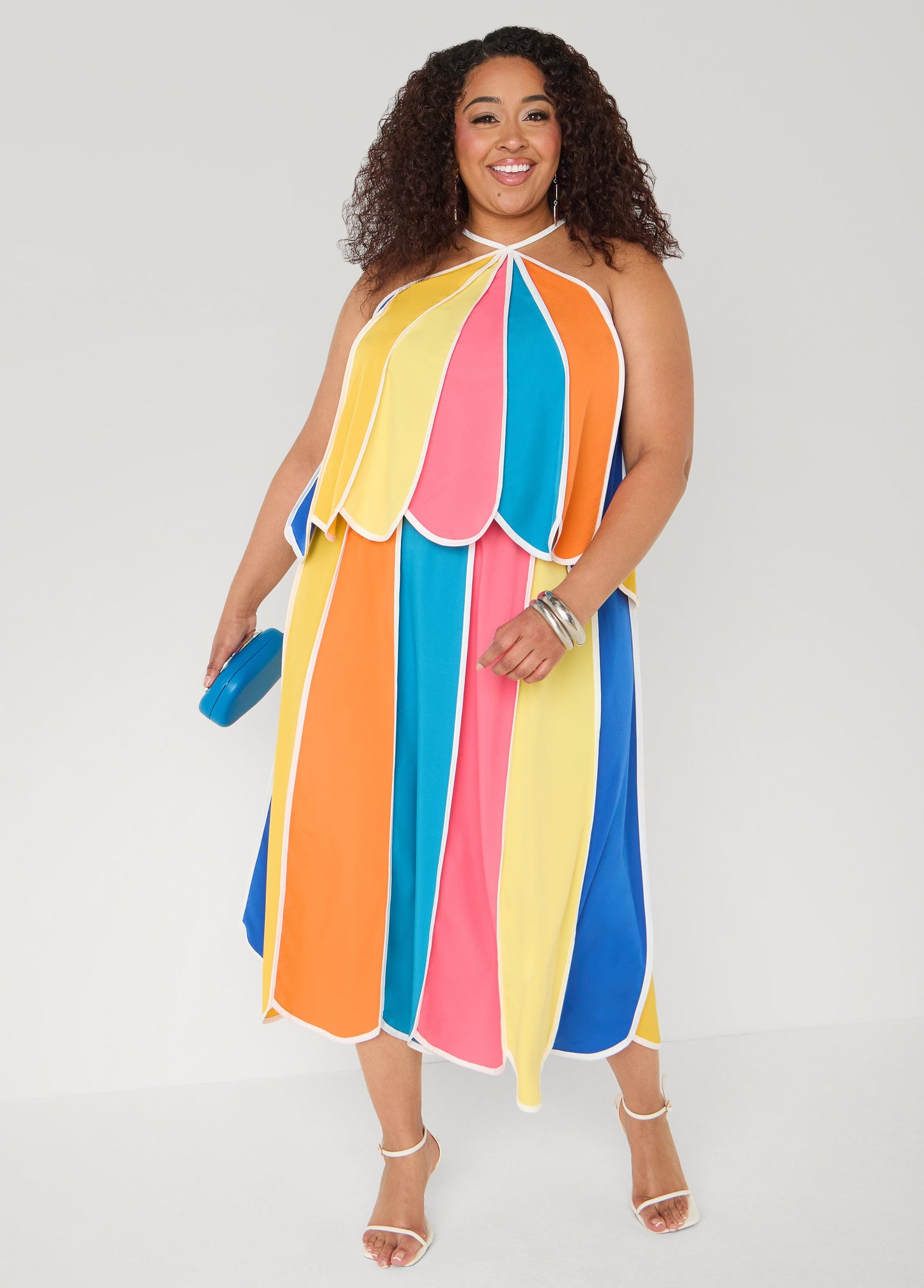 Ashley Stewart Paneled Striped Swing Top Multi
