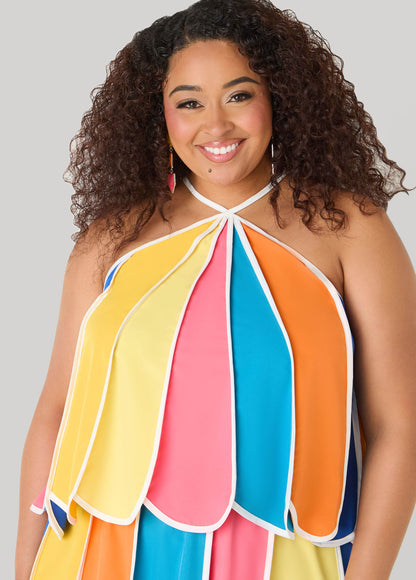 Ashley Stewart Paneled Striped Swing Top Multi