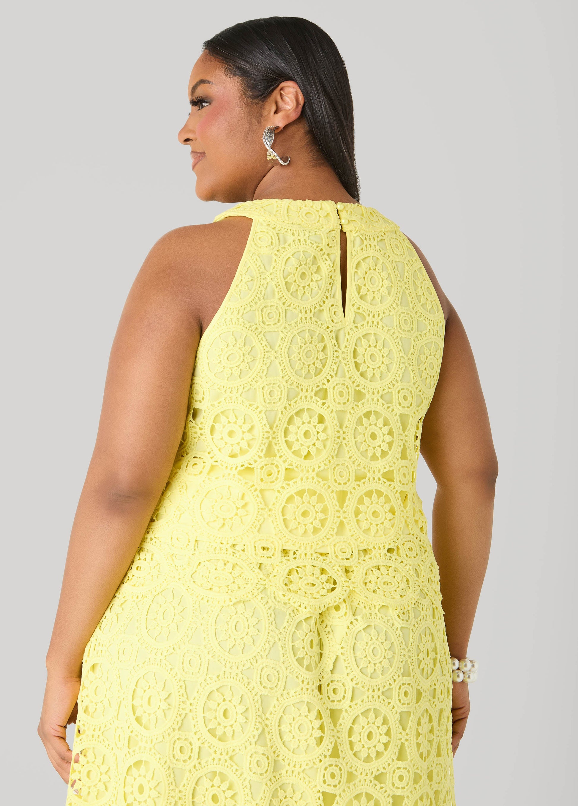 Ashley Stewart Crocheted Top Calypso Coral