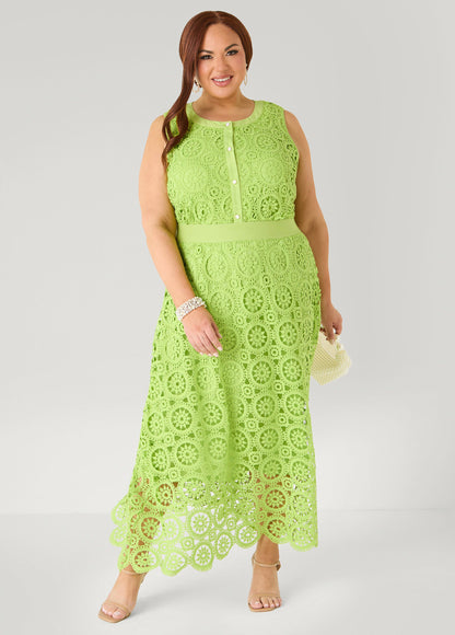 Ashley Stewart Crochet Button Front Top White