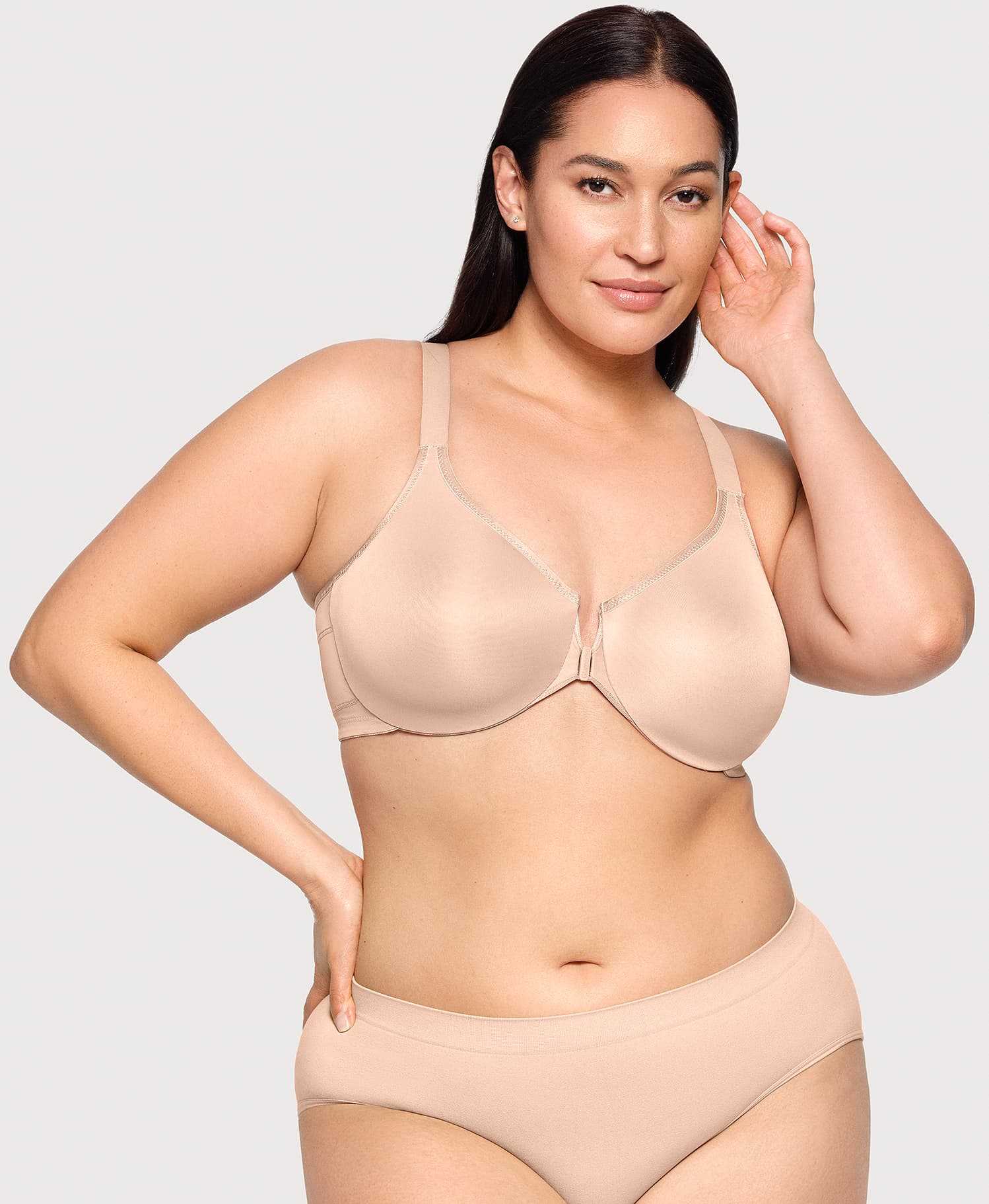 Ashley Stewart Front-Closure Posture Back WonderWire Bra Cafe
