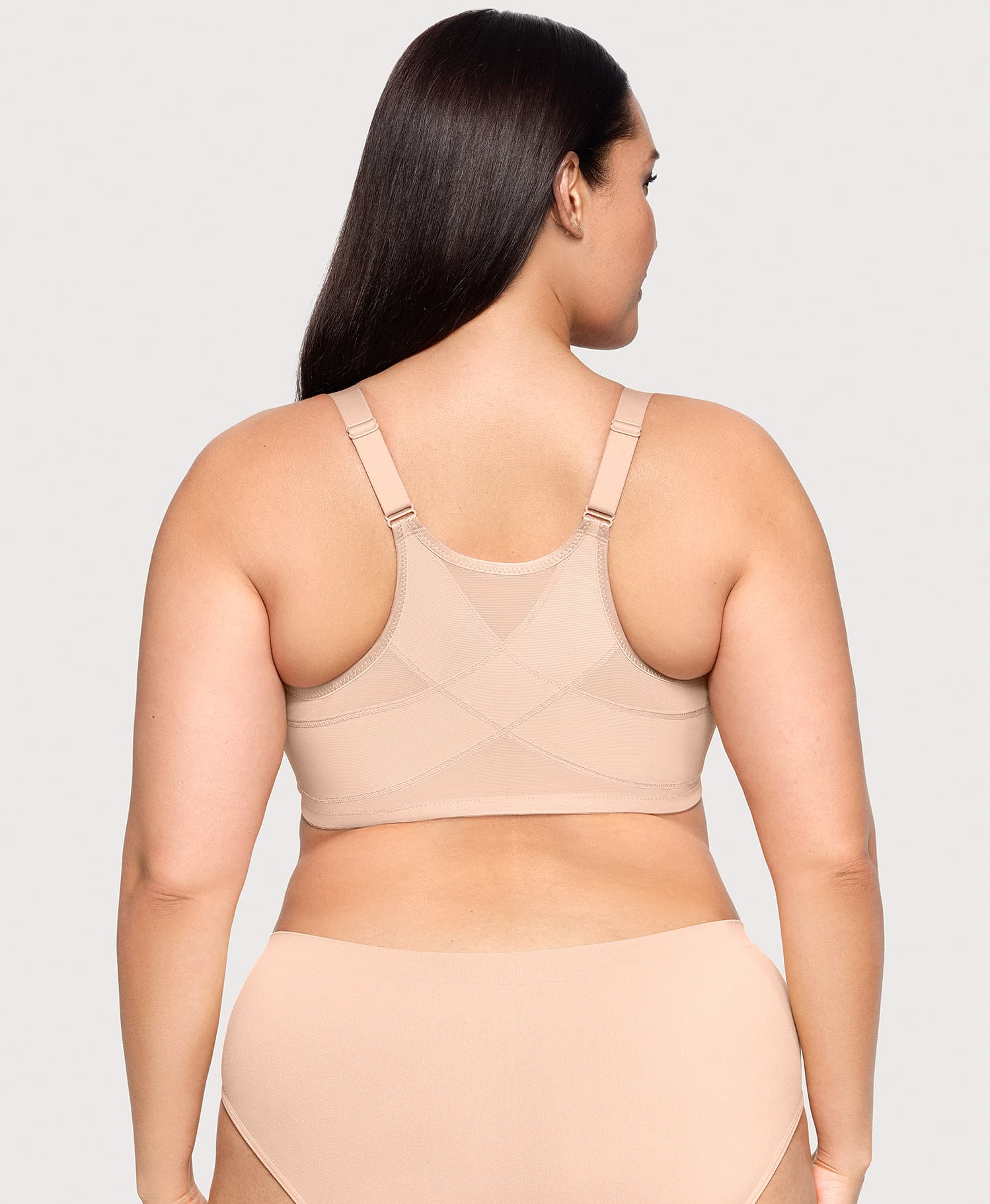 Ashley Stewart Front-Closure Posture Back WonderWire Bra Cafe