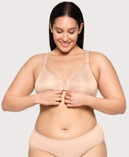 Ashley Stewart Front-Closure Posture Back WonderWire Bra Cafe
