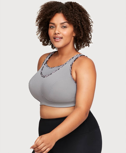 Ashley Stewart No-Bounce Camisole Sports Bra Soft Gray