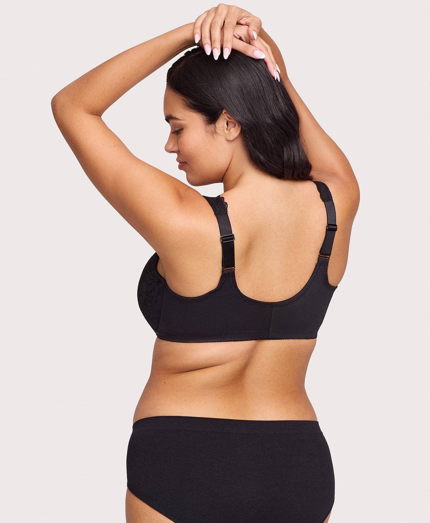 Ashley Stewart Front-Closure Stretch Lace WonderWire Bra Black
