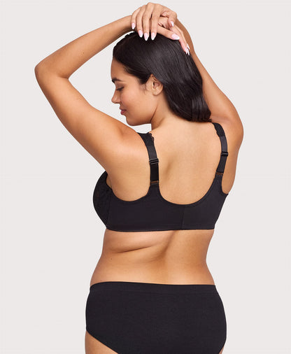 Ashley Stewart Front-Closure Stretch Lace WonderWire Bra Black