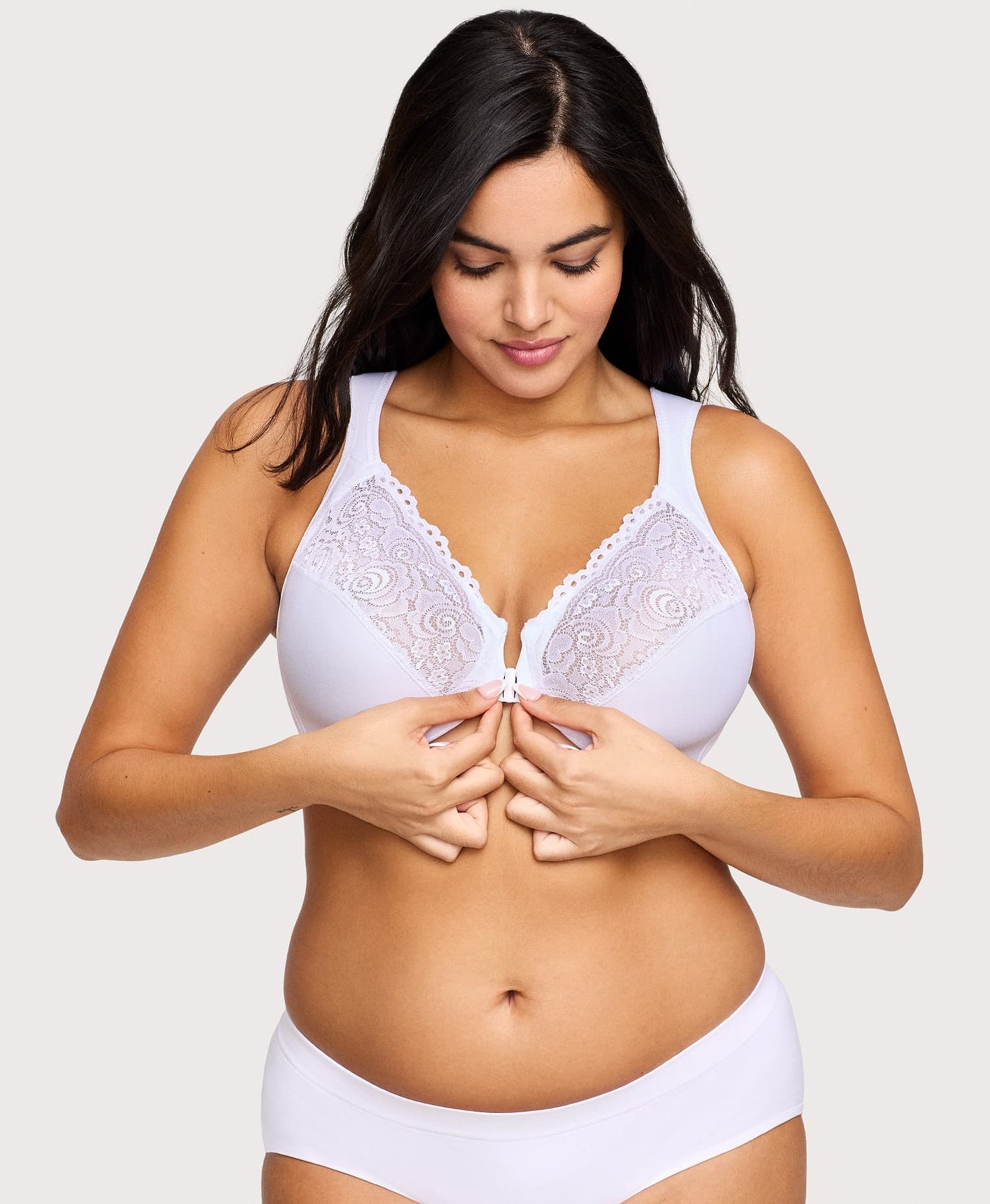 Ashley Stewart Front-Closure WonderWire Bra White