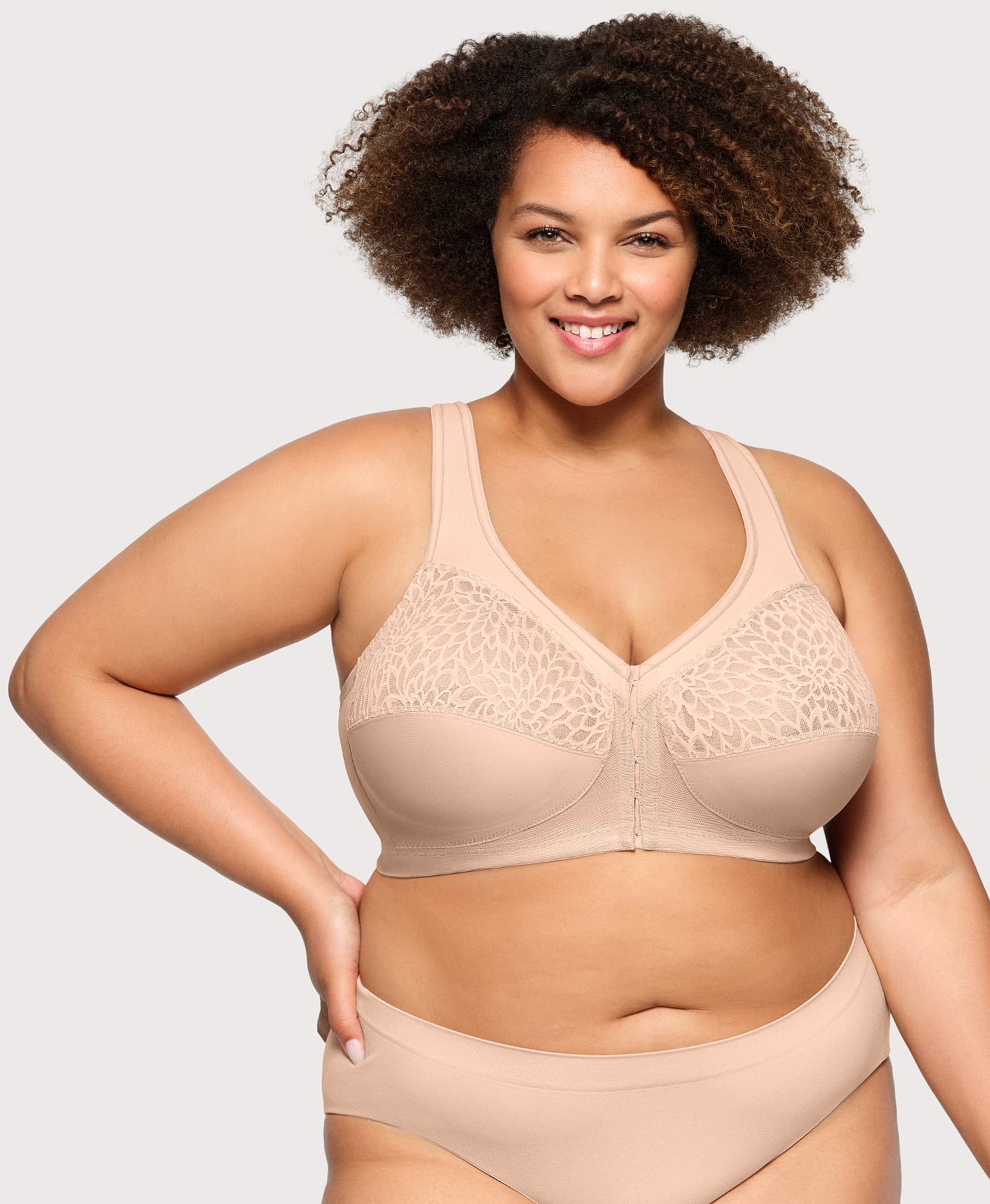 Ashley Stewart MagicLift Front-Closure Racerback Bra Cafe