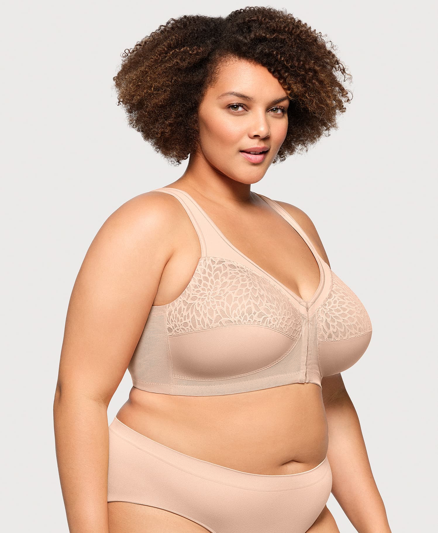 Ashley Stewart MagicLift Front-Closure Racerback Bra Cafe
