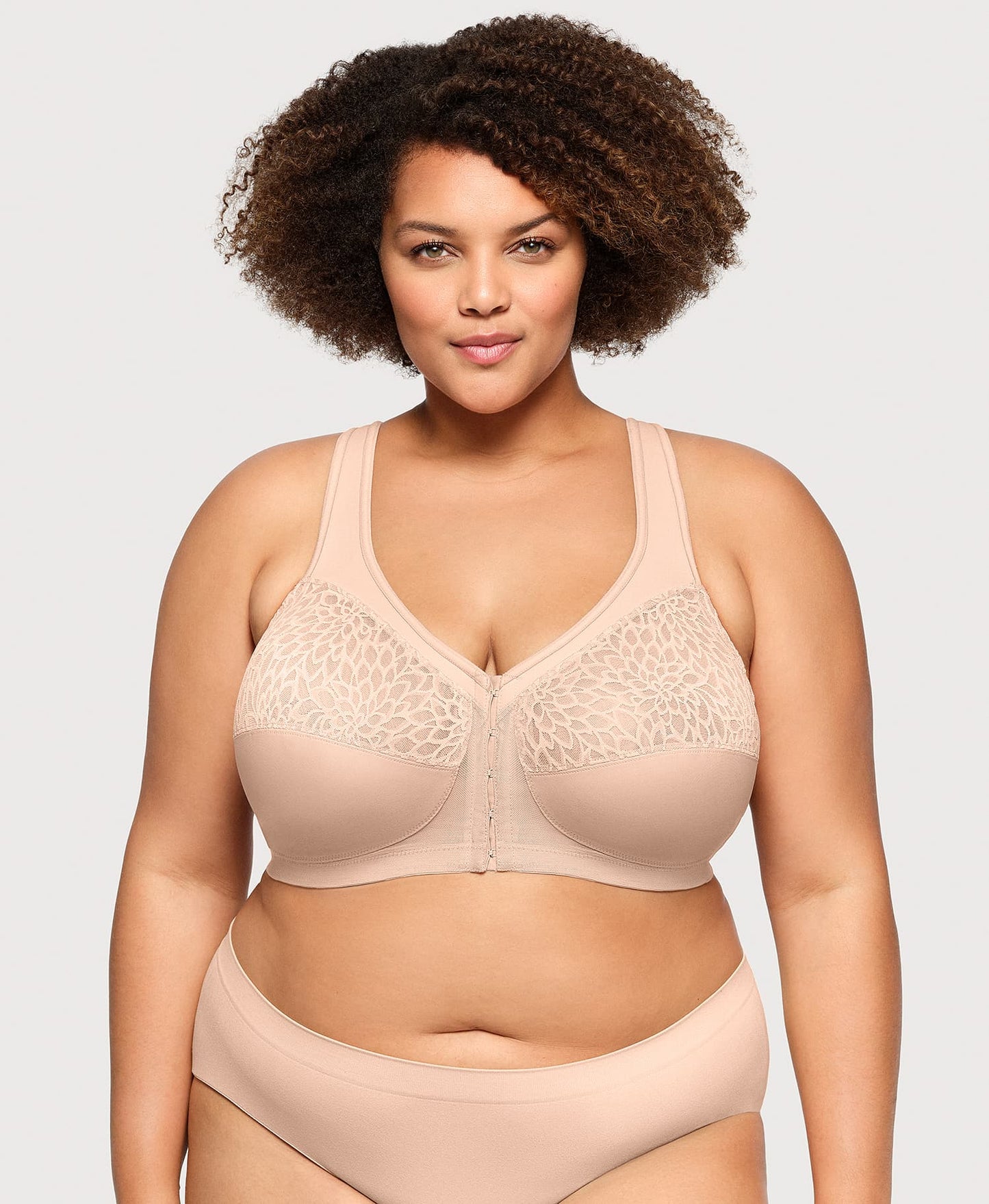 Ashley Stewart MagicLift Front-Closure Racerback Bra Cafe