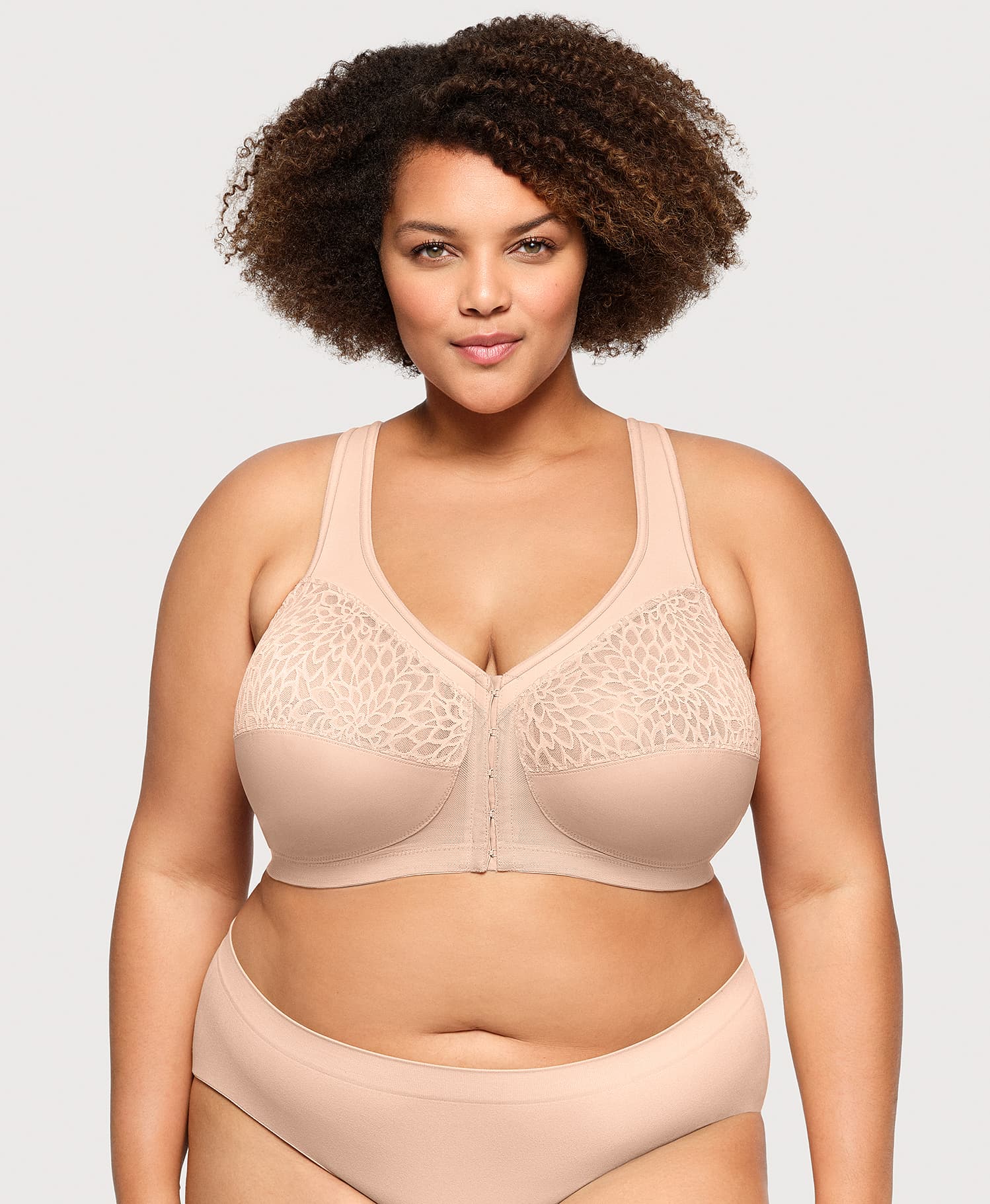 Ashley Stewart MagicLift Front-Closure Racerback Bra Cafe
