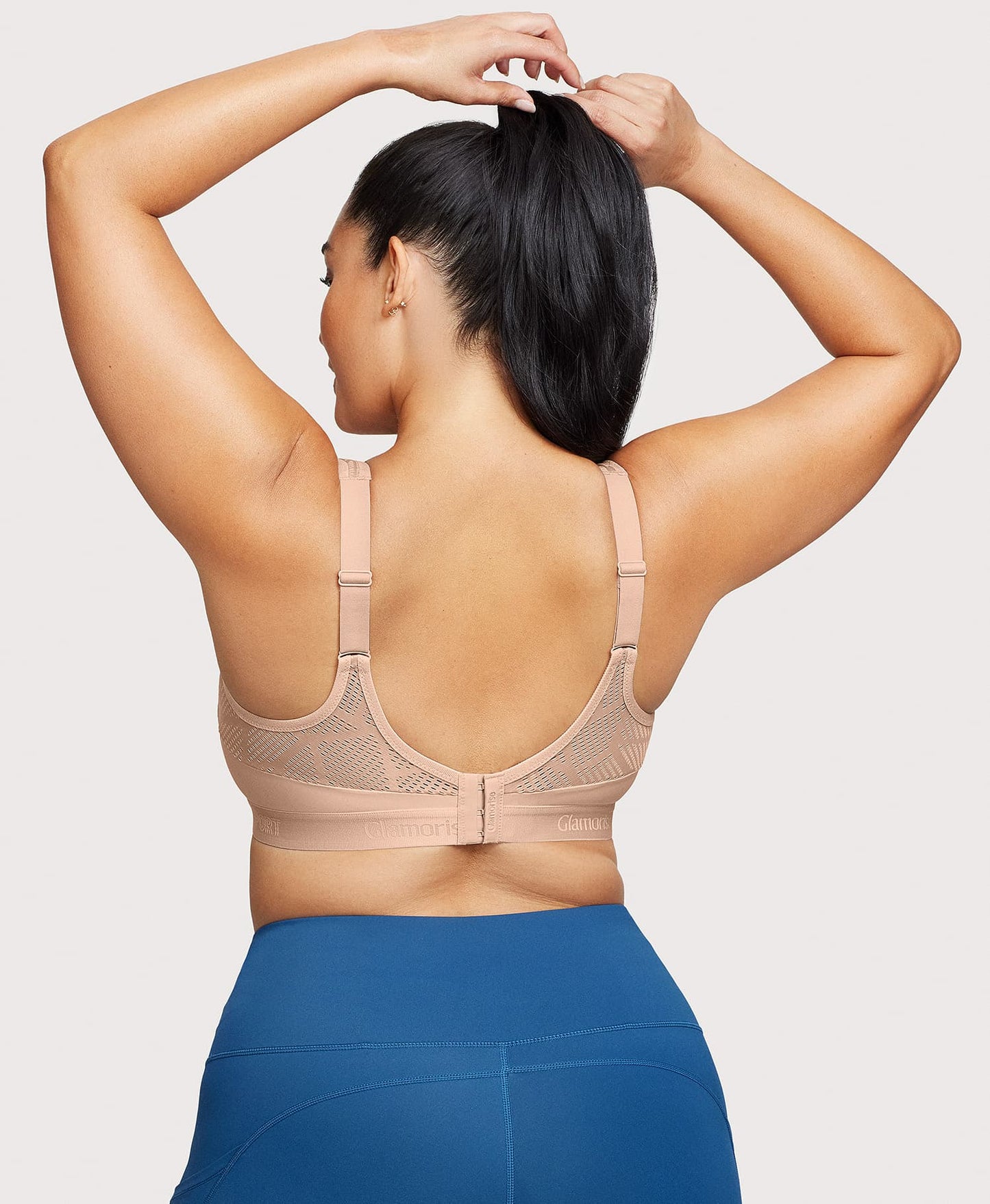Ashley Stewart No-Sweat Mesh Sports Bra Cafe