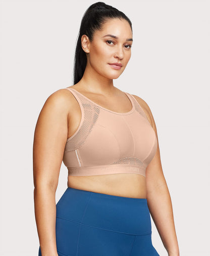 Ashley Stewart No-Sweat Mesh Sports Bra Cafe