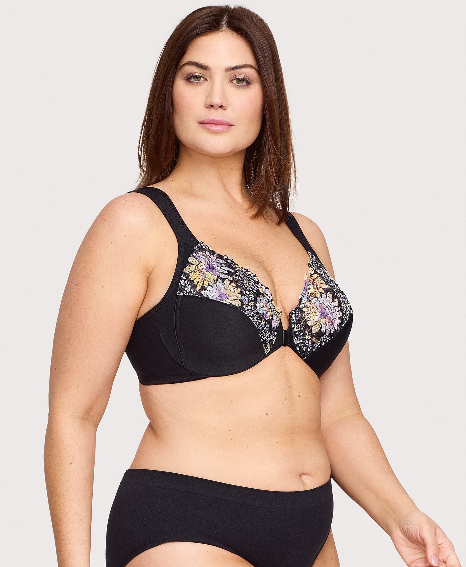 Ashley Stewart Front-Closure WonderWire Bra Floral Print