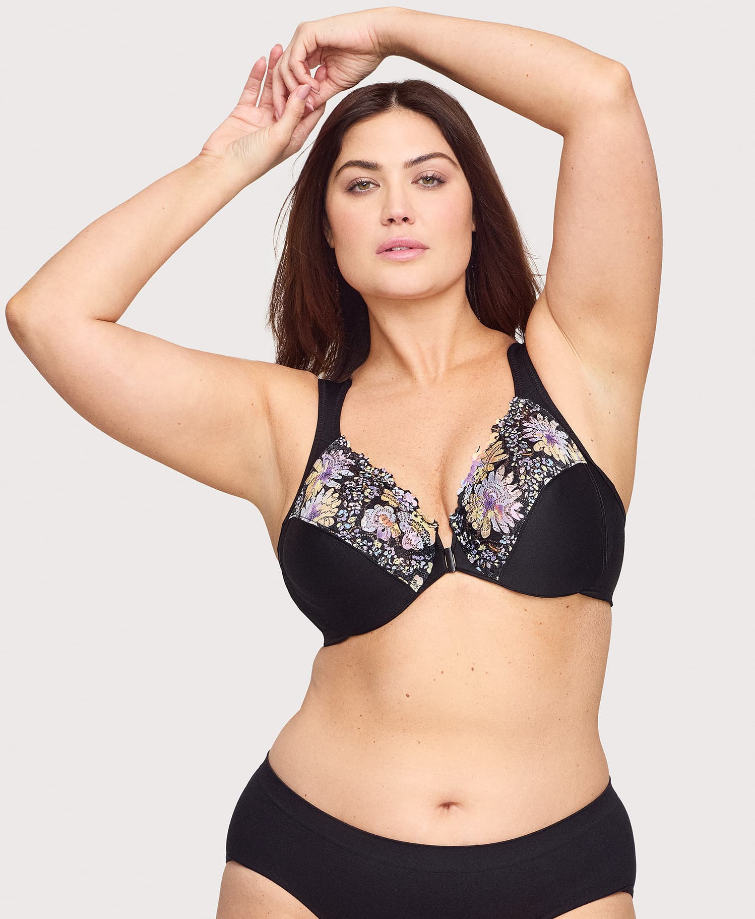 Ashley Stewart Front-Closure WonderWire Bra Floral Print
