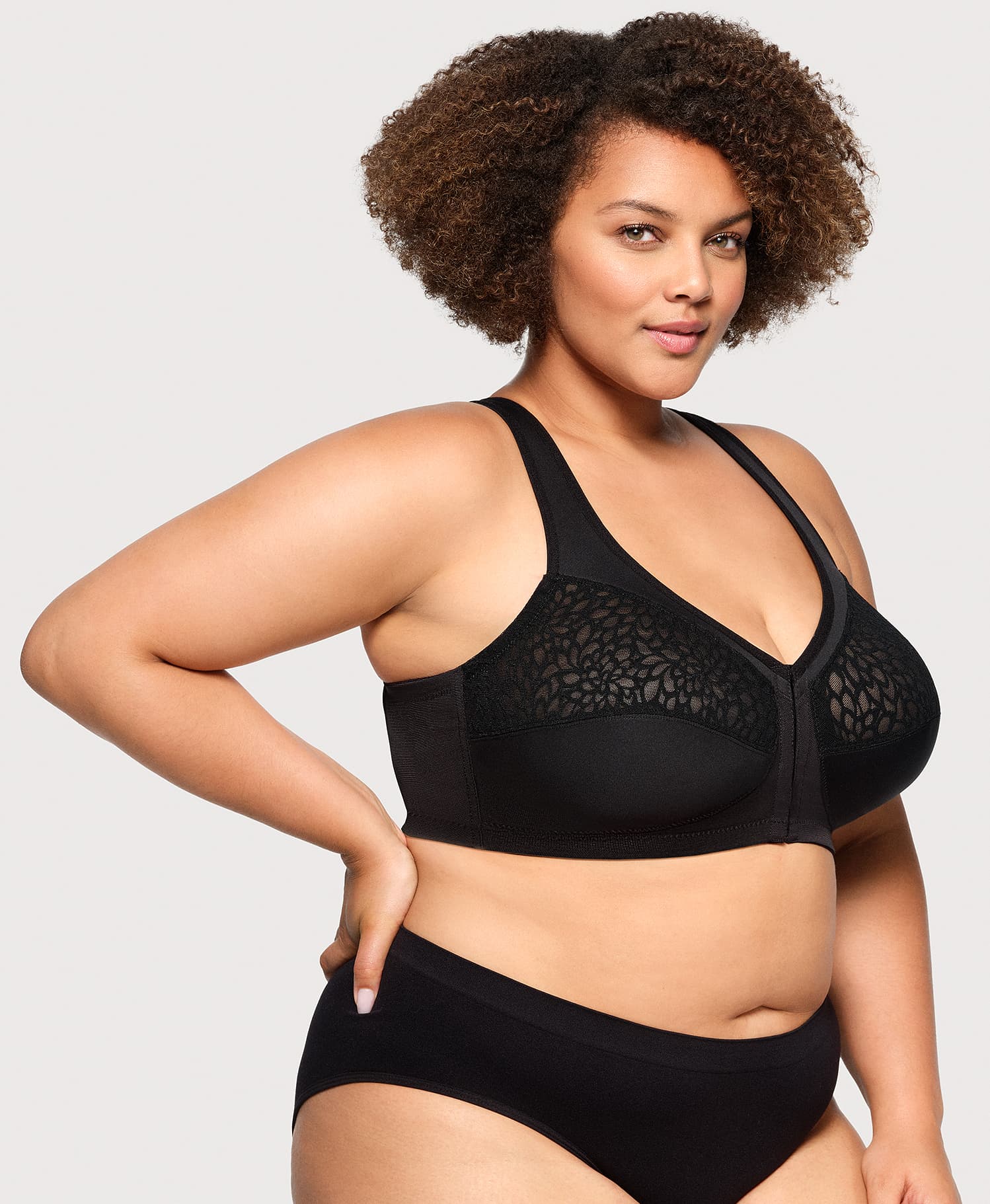 Ashley Stewart MagicLift Front-Closure Racerback Bra Black