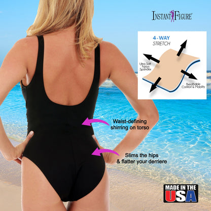 Ashley Stewart InstantFigure Faux Wrap Swimsuit Black