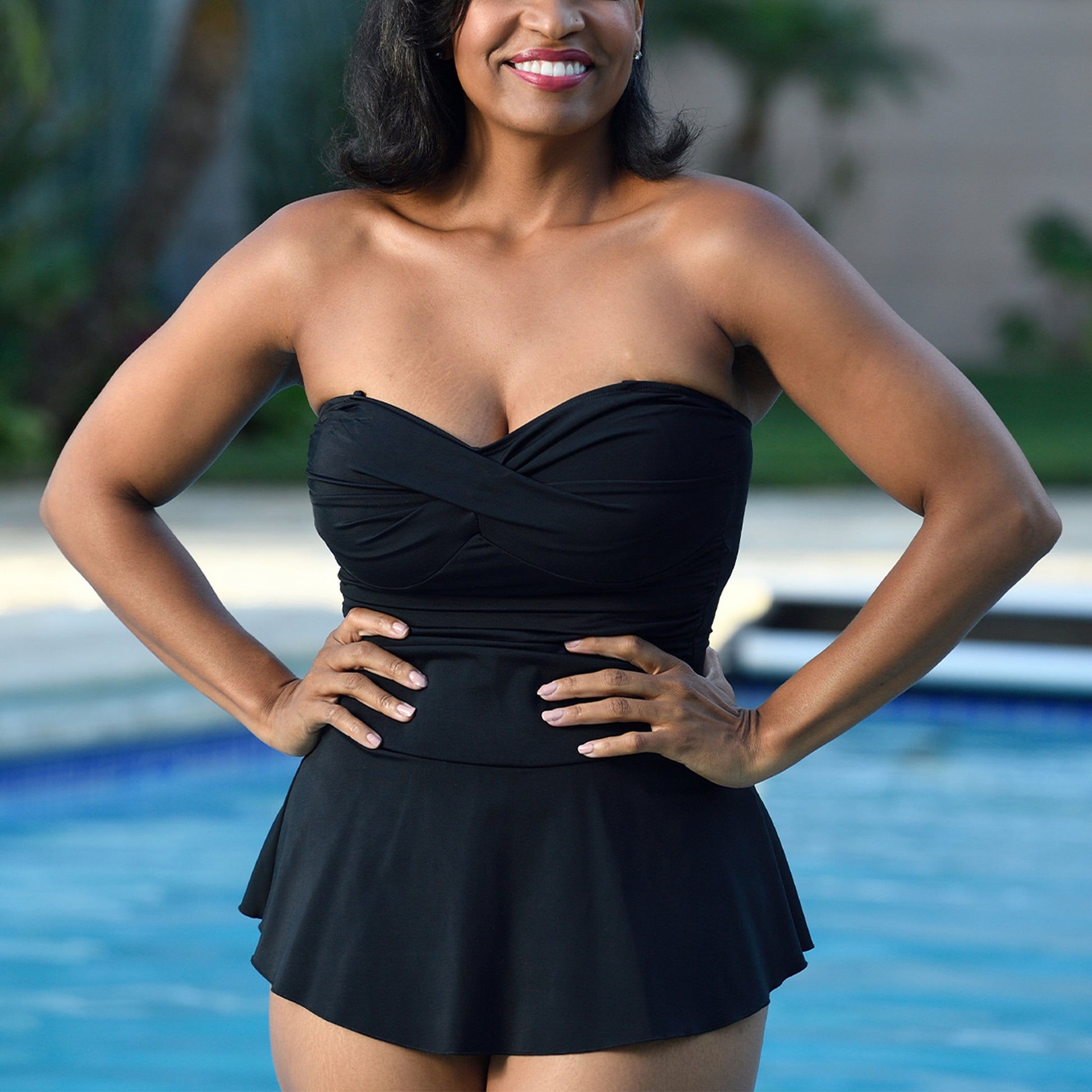 Ashley Stewart InstantFigure Strapless Swimdress Black