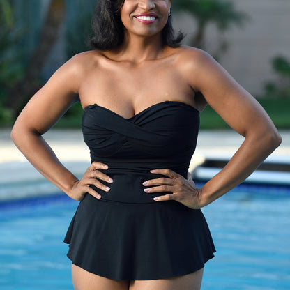 Ashley Stewart InstantFigure Strapless Swimdress Black