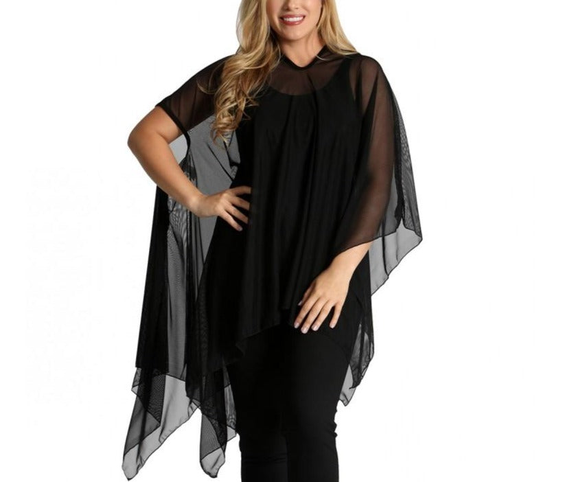 Ashley Stewart InstantFigure Mesh InstaWrap Shawl Black