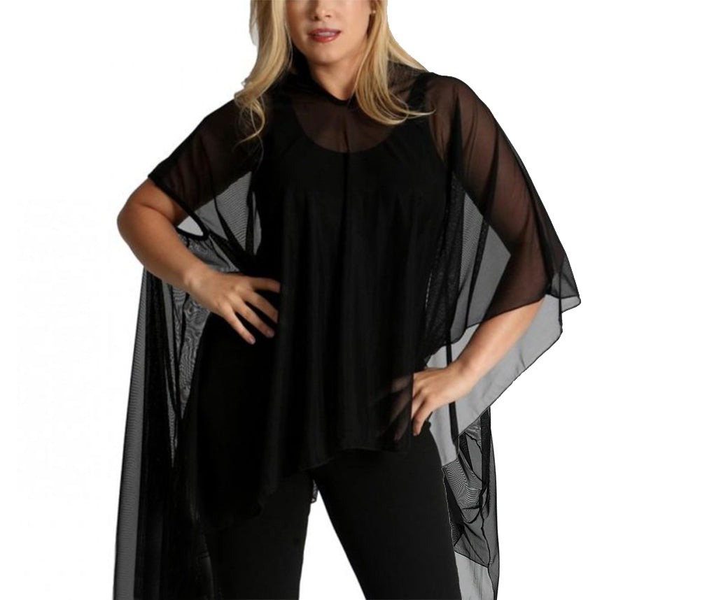 Ashley Stewart InstantFigure InstaWrap Mesh Shawl Black