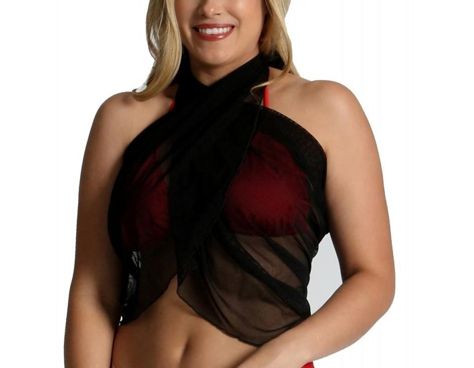Ashley Stewart InstantFigure Mesh Cover Up Sarong Black