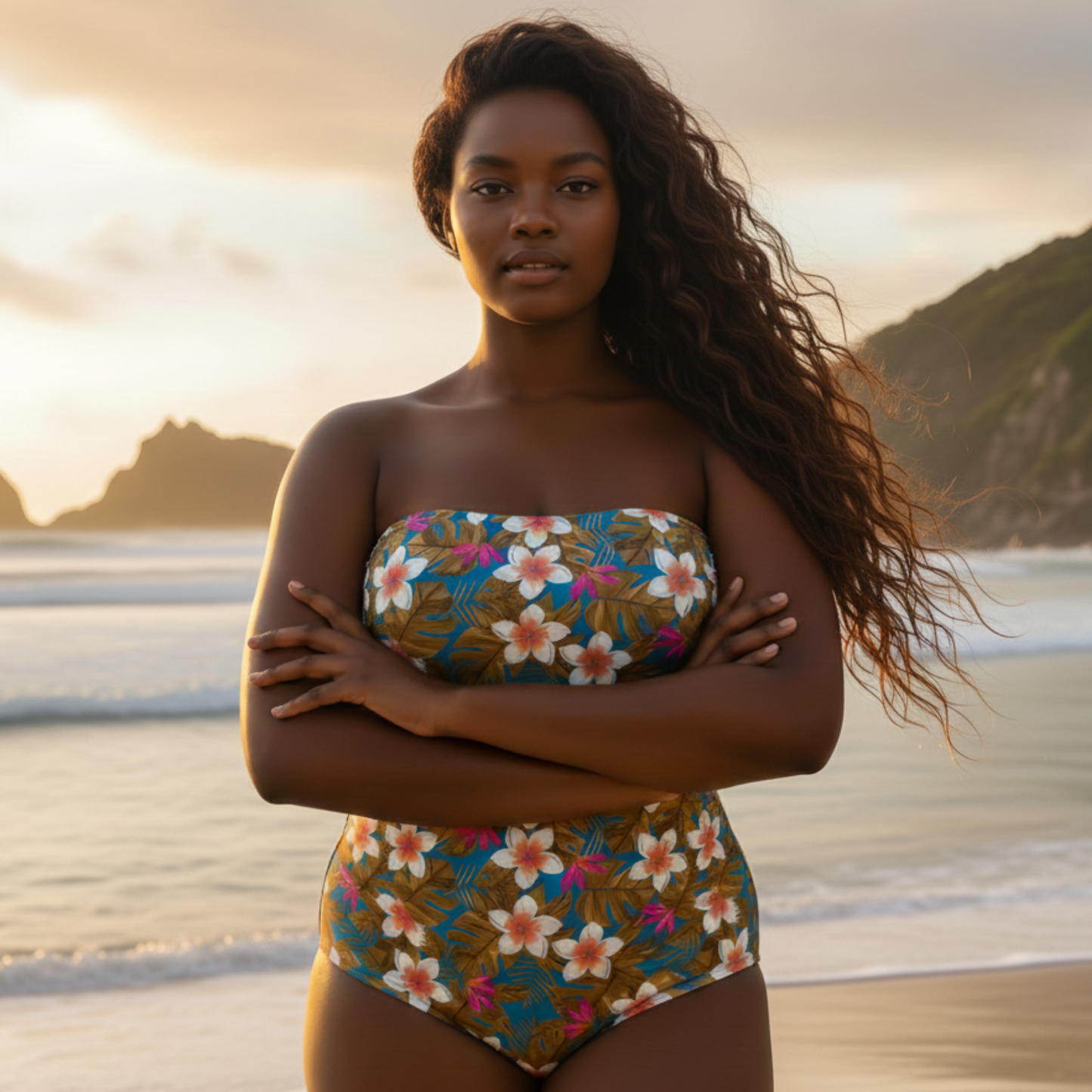 Ashley Stewart InstantFigure Hawaii Bandeau Swimsuit Hawaii