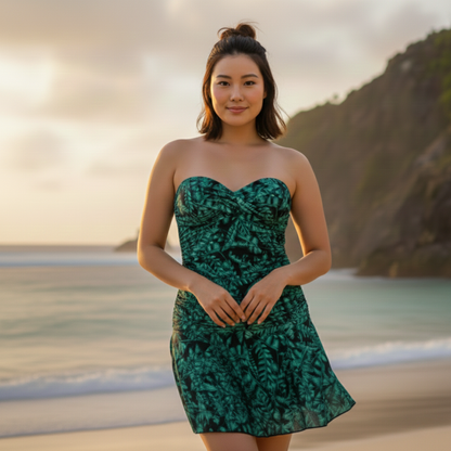 Ashley Stewart InstantFigure Tropical Swimdress Green