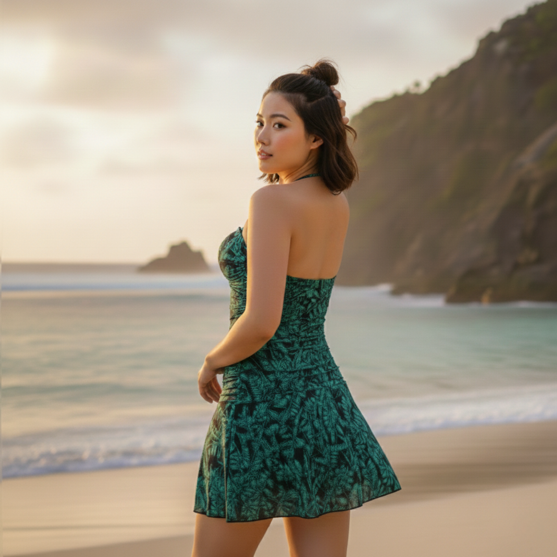 Ashley Stewart InstantFigure Tropical Swimdress Green