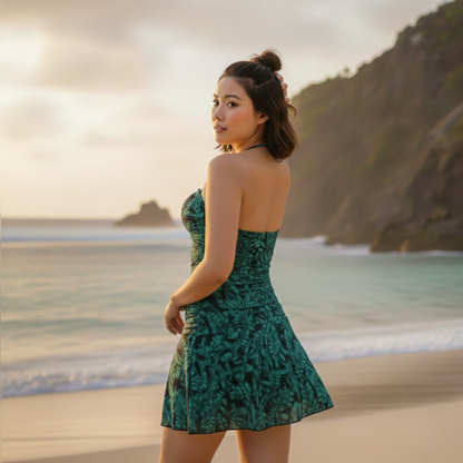 Ashley Stewart InstantFigure Tropical Swimdress Green