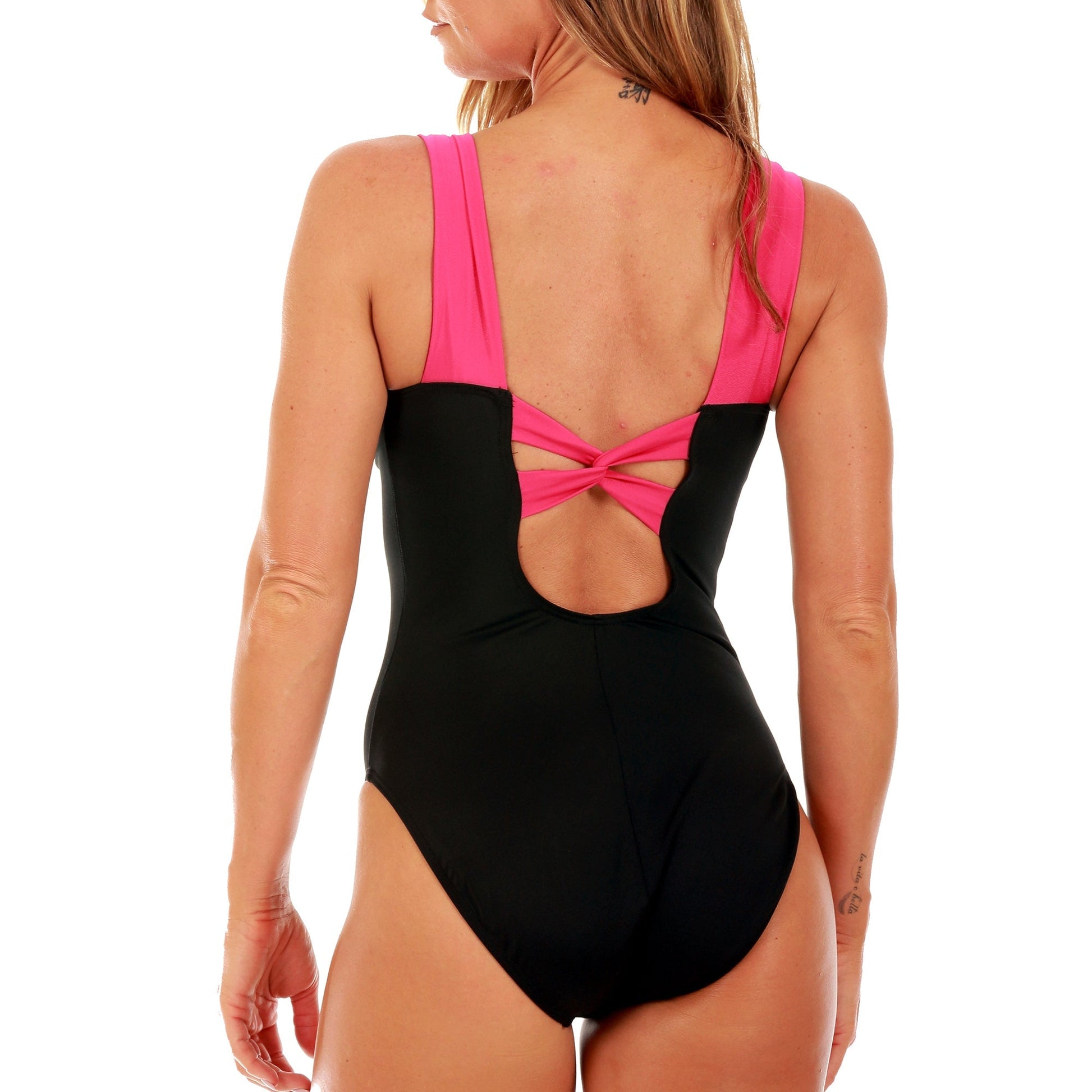 Ashley Stewart InstantFigure Knotted Swimsuit Black/White