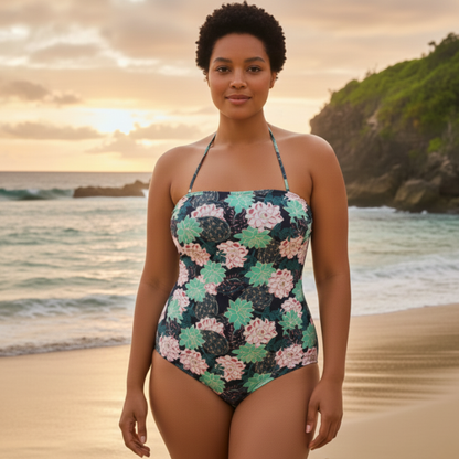 Ashley Stewart InstantFigure Succulent Bandeau Swimsuit Print