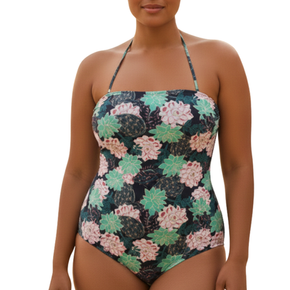 Ashley Stewart InstantFigure Succulent Bandeau Swimsuit Print