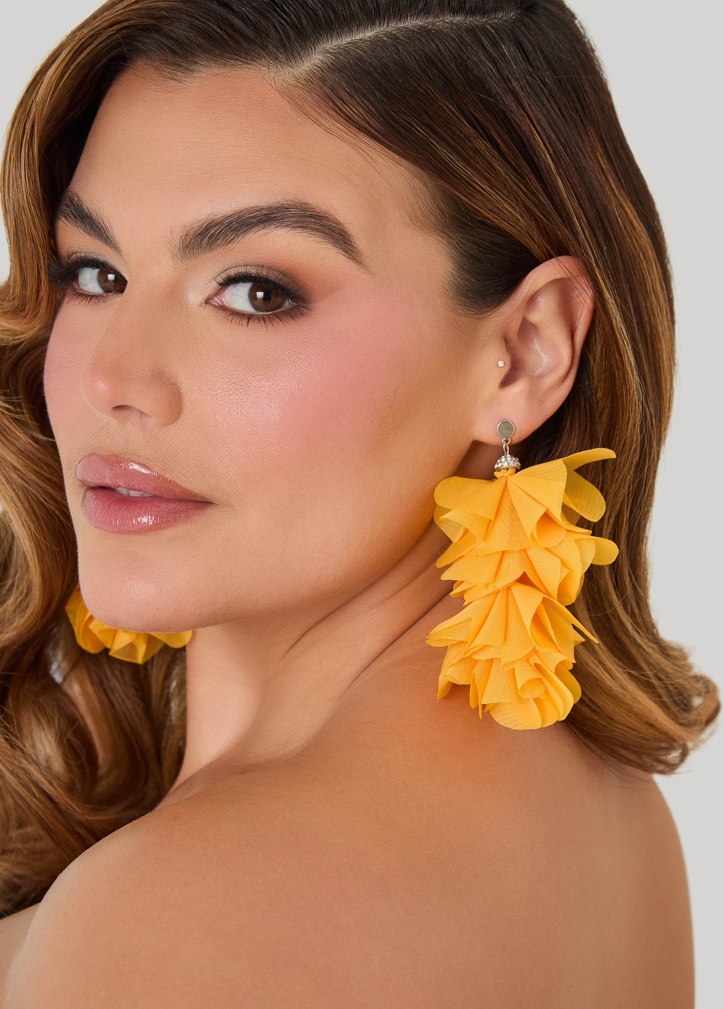 Ashley Stewart Crystal Petal Earrings Spectra Yellow