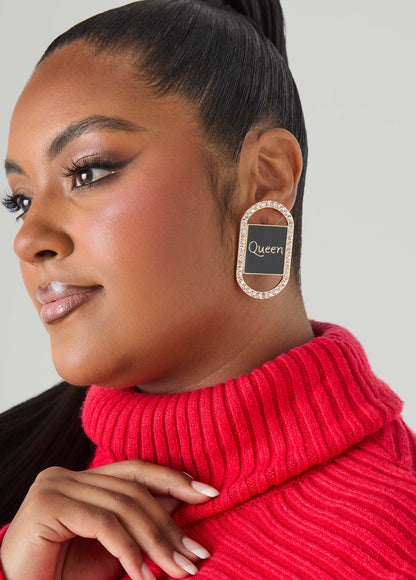 Ashley Stewart Queen Earrings Black