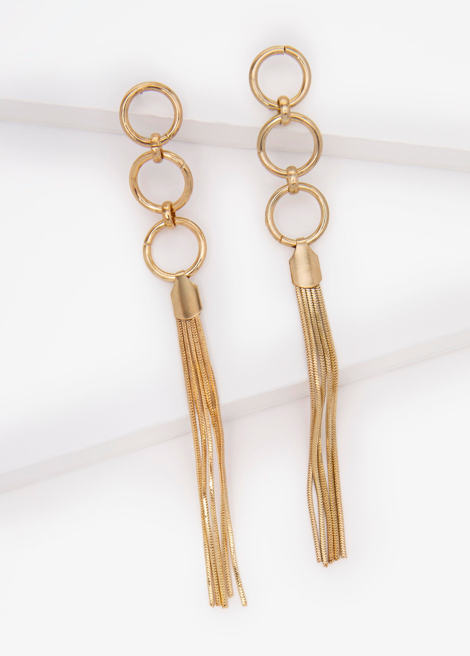 Ashley Stewart Tasseled Ring Earrings Gold