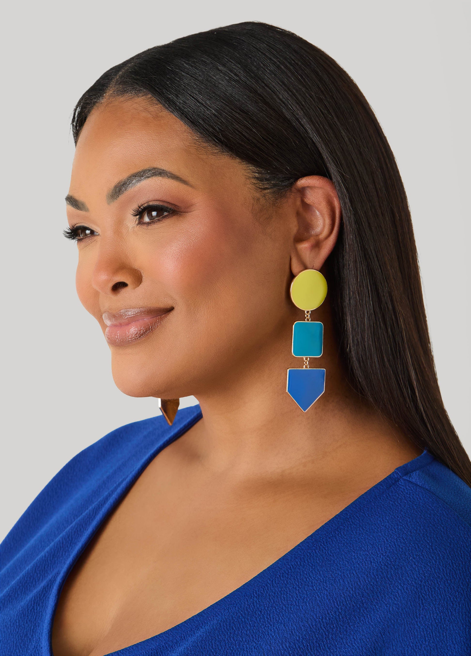 Ashley Stewart Colorblock Dangle Earrings Multi