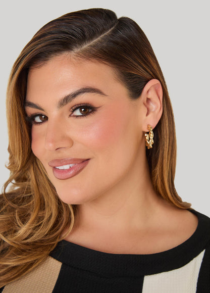 Ashley Stewart Twisted Hoop Earrings Gold