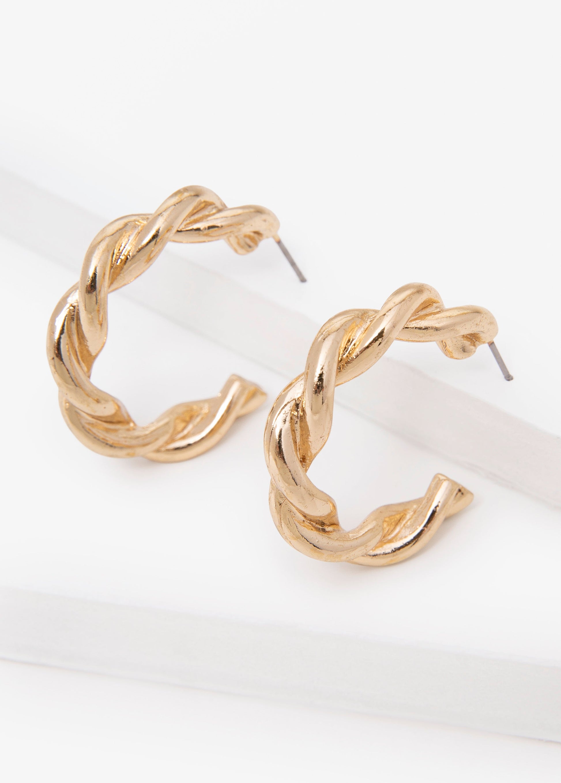 Ashley Stewart Twisted Hoop Earrings Gold